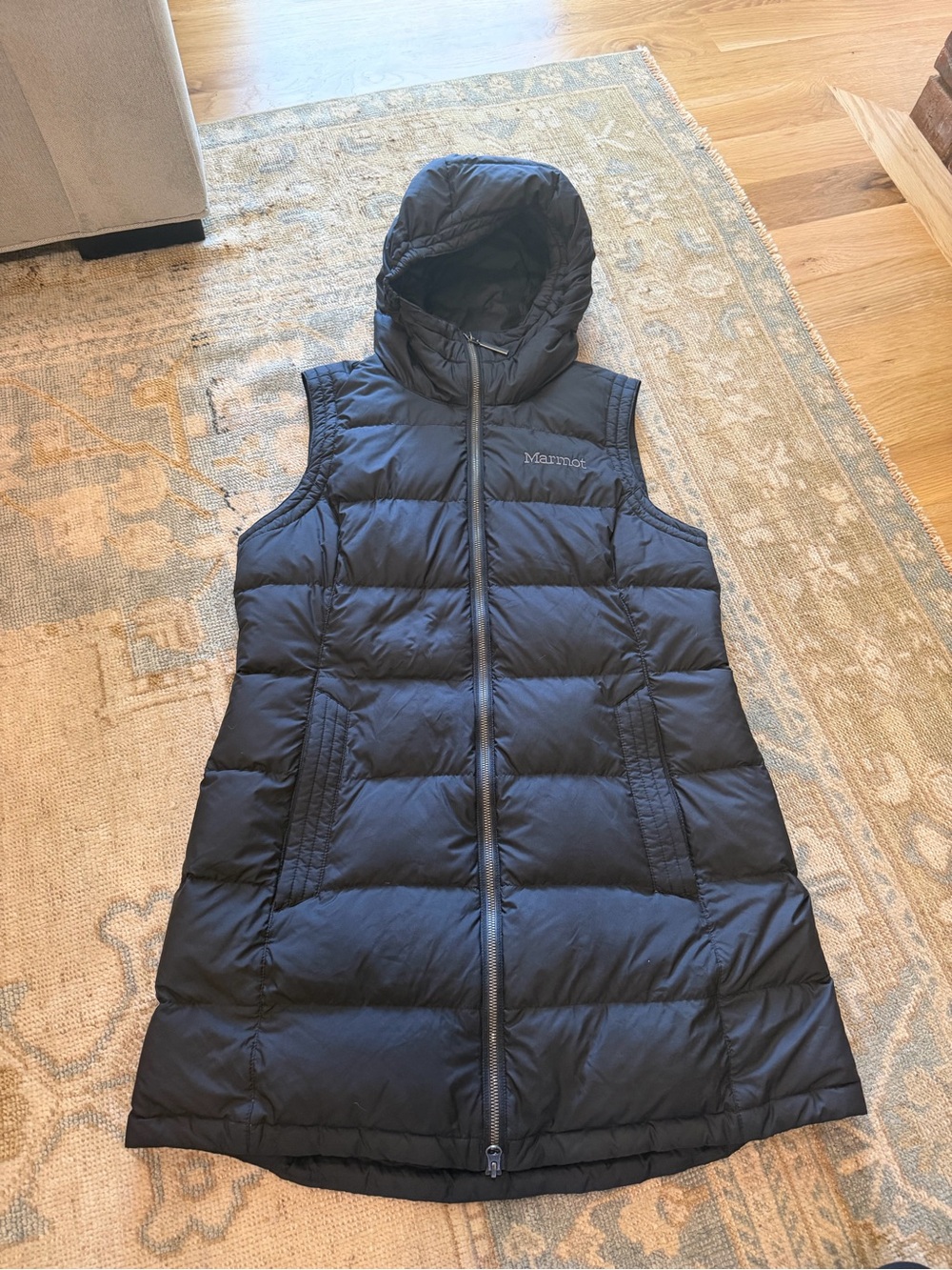 Marmot Women's Black Long Hooded Down Vest
